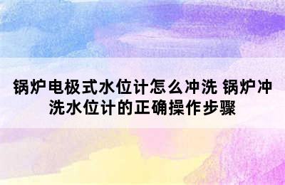 锅炉电极式水位计怎么冲洗 锅炉冲洗水位计的正确操作步骤